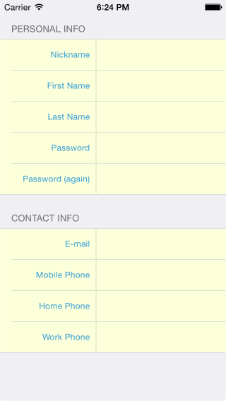Input Form based on UITableView